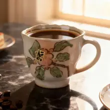 日本製 レトロ風 手作りコーヒーカップ【カップルに最適・陶製・午後のお茶用】