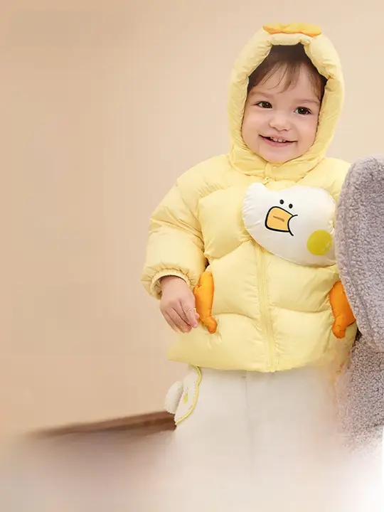 可愛いデザインのフード付きダウンジャケット【ベビー用・冬季・子供用】