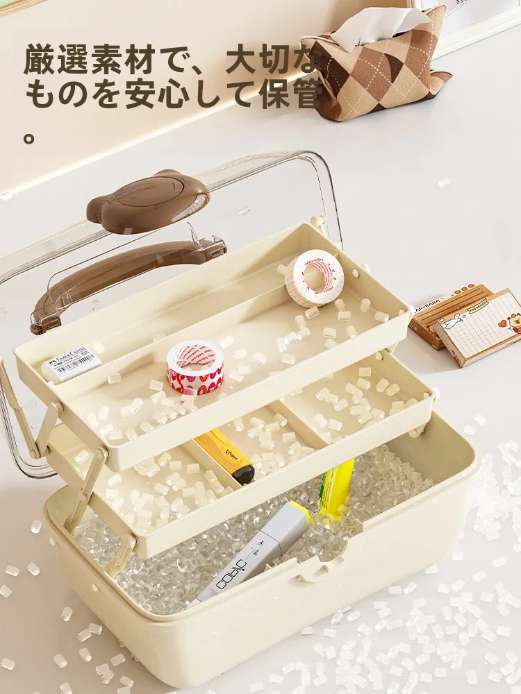 持ち運び可能な多層折りたたみ式アートツールボックス：小学生用文房具収納の実用性とデザインのバランス