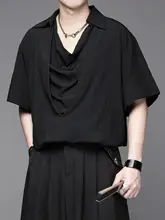 夏用カジュアルTシャツ【重ね襟・ゆったりフィット・個性的デザイン】