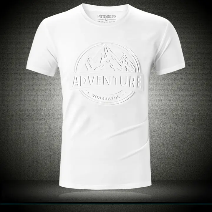 メンズ 夏用ショートスリーブTシャツ【立体的なエンボス加工・スリムフィット・クルーネック】