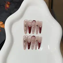 光沢感のあるボルドー縁取りの猫目デザインネイルシール【手作り・ヴィンテージスタイル・グリッター】