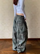 アメリカンレトロ迷彩カジュアルパンツ【男女兼用・立体ポケット・極上の柔らかさ・ワイドフィット】（セットアップ対応）