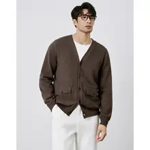 Vネックニットカーディガン【メンズ・秋冬用・スタイリッシュ・ウール混紡】