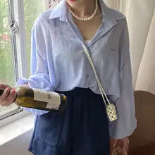 夏用シンプルデザインのバックリボン付きパフスリーブUVカットシャツ【シック・襟付き・カジュアル】