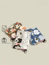 可愛いアライグマデザインのキャンバス財布【三つ折りファスナー・コンパクト・多機能】