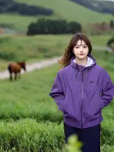 紫色の女性用アウターシェルジャケット【春夏向け・アウトドア・防風】