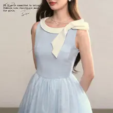 バレリーナスタイル グリッターボウ付き プリンセスドレス【ハイウエスト・ふんわりスカート・可愛いデザイン】（セットアップ対応）
