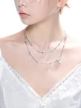海の宝石モチーフ ネックレス【夏向け・ブルー・満天星デザイン】
