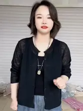 大人の魅力を引き出す！長袖ブラックニットカーディガン【軽やかでシンプル・女性用】