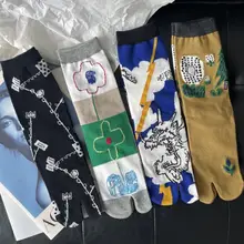春夏用 カートゥーン デザインの中筒分足ソックス【女性用・可愛い花柄・個性的】