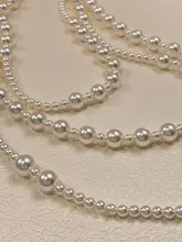 長めの多重着用が可能なパールネックレス【高級感あるデザイン・ニットの上にぴったり】
