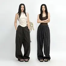 民族風レトロ柄リラクシングパンツ【格子デザイン・春秋用】