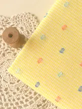 カラフルな小格子柄の子供用夏秋シャツワンピース【綿ポリエステル・イエロー＆ブルー】（セットアップ対応）