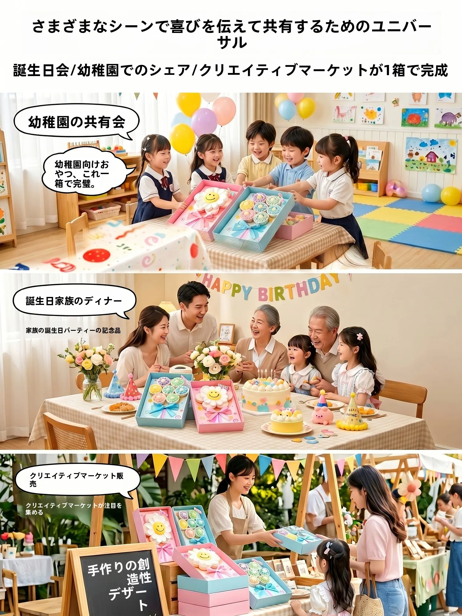 子供の日用カラフルな棒棒糖型カップケーキ包装ボックス：派对ギフトとしての実用性と価格戦略