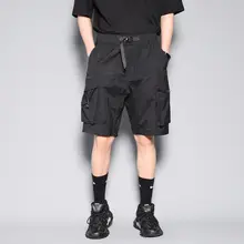 ハーフパンツ メンズ カーゴ ワイド ルーズ カジュアル ブラック 夏