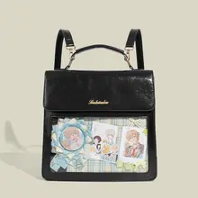 痛バッグ リュック 斜め掛け 制服風 缶バッジ収納 コンパクト デイリー レディース アニメグッズ