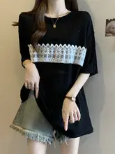 レース切替のスリーブレスTシャツ【透け感・大きいサイズ・ワイドフィット・中長丈】