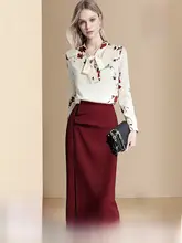 プリントシャツとスカートの2点コーディネート【夏用・軽やか・女性用】（セットアップ対応）