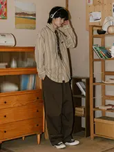 南鶴 メンズストライプ長袖シャツ【秋用・カジュアル・ヴィンテージ風】