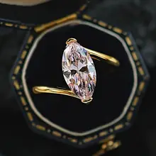 波浪デザインの人工淡彩粉ダイヤモンドリング【925銀製・ゴールドメッキ・シンプルスタイル】