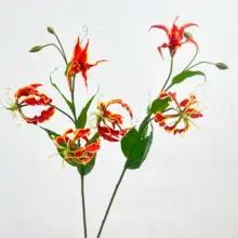 造花 ガーランド フレイムユリ 単枝フラワー【インテリア装飾・撮影小道具】