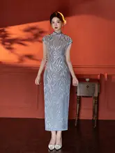 エレガントなデザインのシルクベルベットチャイナドレス【春夏用・若者向け・気品あるスタイル】