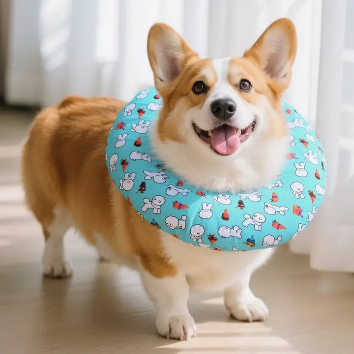 調整可能なエリザベスカラー【柔らかい素材・マウス防止・コーギー犬・柴犬用】