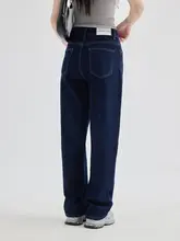 レディース ハイウエスト スリムストレートデニムパンツ【カジュアル・小柄対応】