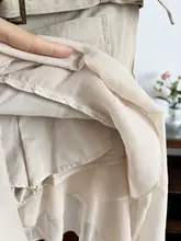 アメリカンヴィンテージ風 不規則デザイン ハイウエスト Aラインスカート【女性用・スリム効果・着回しOK】