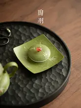 竹影デザインの四方型コースター【新中式・陶器製・防熱】