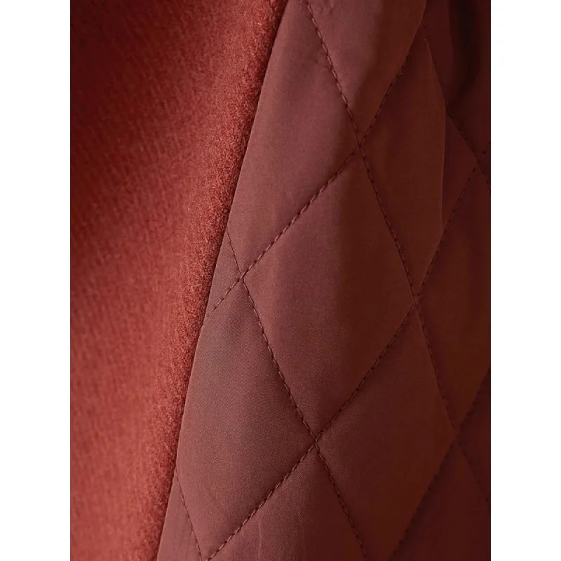 冬用 レディース ぽかぽか感のあるカラーブロックキルティングコート【厚手・カジュアル・多用途】