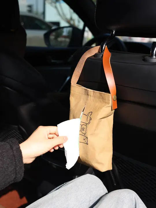 復古風のしわ加工カートゥーンデザインペーパータオルホルダー【水洗い可能・家庭用・車載用】