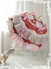 長傘 ロリータ アンティークレース フリル 六芒星 ミストブルー ドール風 オリジナル