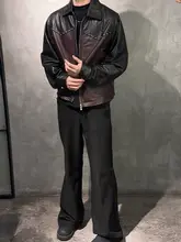 油蜡加工のアンティーク風山羊皮ジャケット【スタッズデザイン・メンズ用・シンプル】