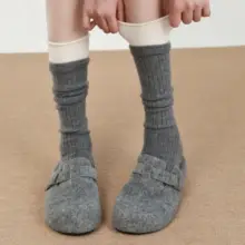 秋冬向け 厚手のストライプソックス【柔らかいバレエ風・コントラストカラー・カシミヤ使用】