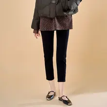 ダフディエン 秋冬用 ハイウエスト 九分丈 デニムパンツ【ストレートフィット・ブラック・カジュアル】