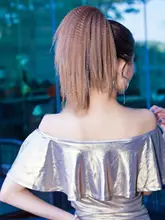 女性用パリ風 コーンカールポニーテールウィッグ【結びつけ式・リアルな仕上がり】