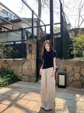 夏用 レディース カーゴパンツ【ホワイト・ウエストゴム・ストレート】