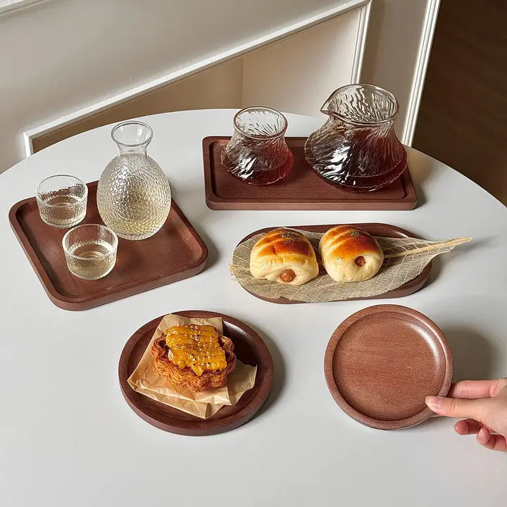 おしゃれな木製楕円形トレイ【カフェ風・収納や撮影用に最適】