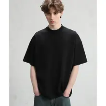 半袖Tシャツ ユニセックス ミドルネック バックボーンステッチ 厚手 テクスチャー オーバーサイズ ボリュームシルエット きれいめ 「CAKUNTA」