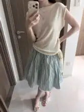 アメリカンビンテージ風 フレアスカート【膝丈・レース切替・春夏用・ハイウエスト】