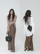 春の風を感じる! ロマンティックなジョーゼットのロングスカート【四色印刷・文芸スタイル】