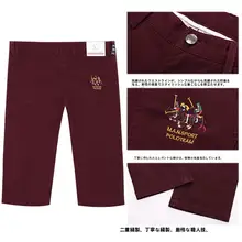 酒紅色の刺繍入りカジュアルショートパンツ【綿素材・中腰・夏用】
