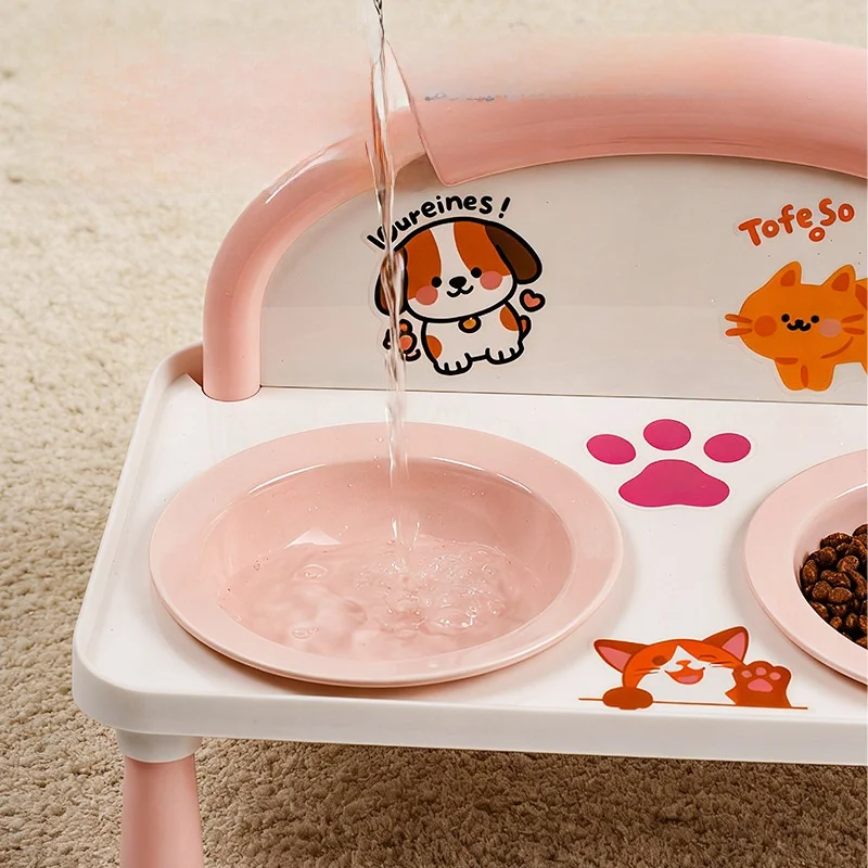 猫用陶器食器：大口径高设计兼顾安全与实用的双碗套装