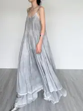 個性的なデザイン！大きなスカートのレトログラデーションキャミソールワンピース