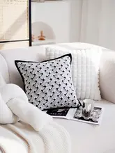 MUMI クッションカバー【クリーム色・ブラックホワイト・モダンデザイン・結び目付き・ソファ用・リビング・ベッド用】