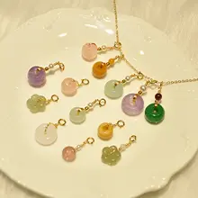 水晶翡翠ペンダント【平安扣・女性用・14K仕上げ】