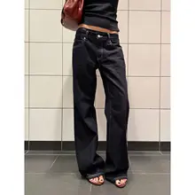 デニムパンツ レディース ローライズ ストレート フレア 落ち感 着痩せ アメカジ ヴィンテージ ギャル 着回し 春秋