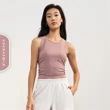 魅力的なフィット感！ノースリーブヨガトップス【ランニング・夏用・ラウンドネック】